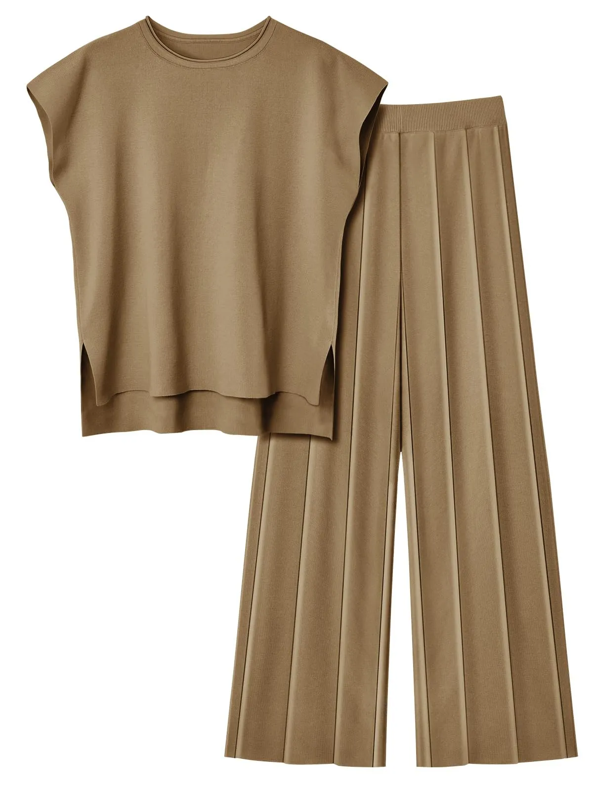 LILLUSORY 2 Piece Outfits for Women Lounge Matching Set Two Piece Knit Tracksuit Sweatsuits Top & Pants