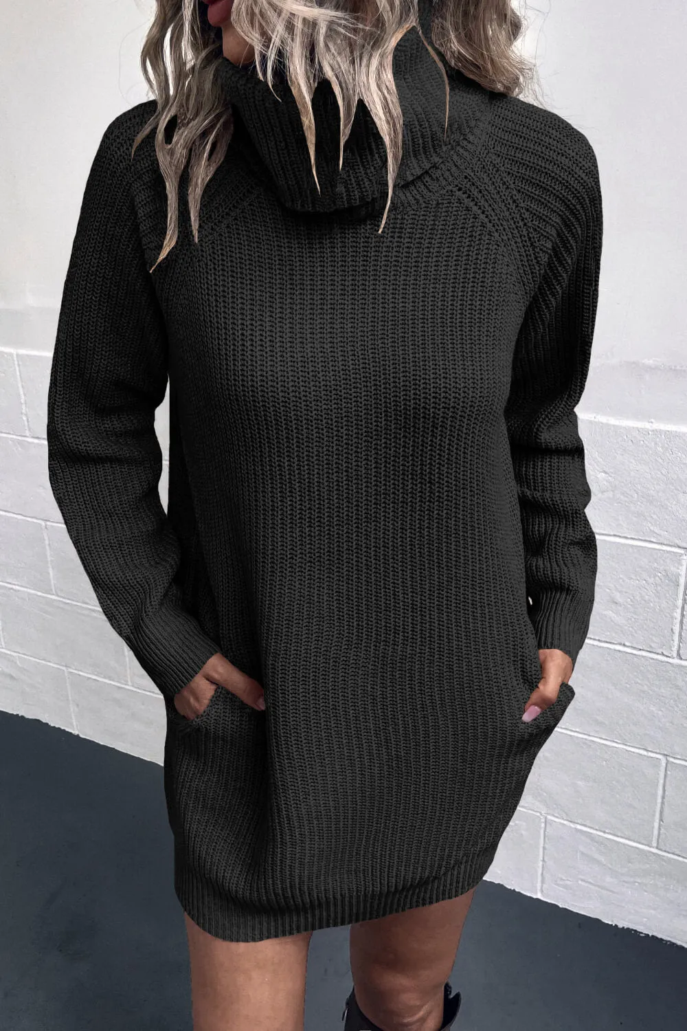 Lisa Turtleneck Sweater Dress with Pockets