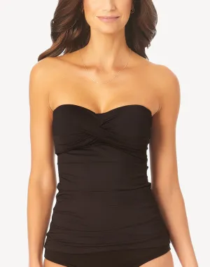 Live In Colour Twist Front Shirred Bandeau Tankini Top
