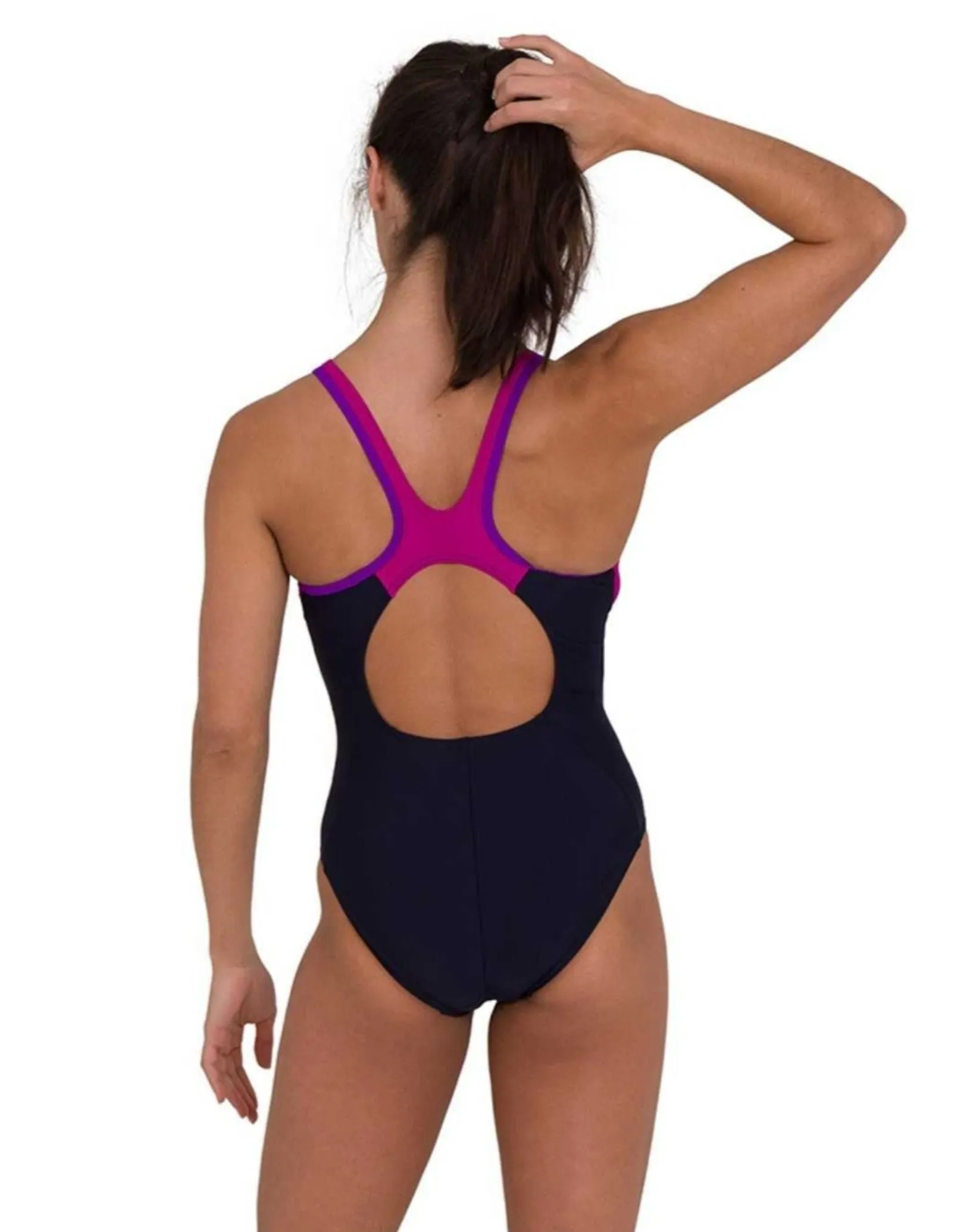 Logo Splice Muscleback Swimsuit - Navy/Purple