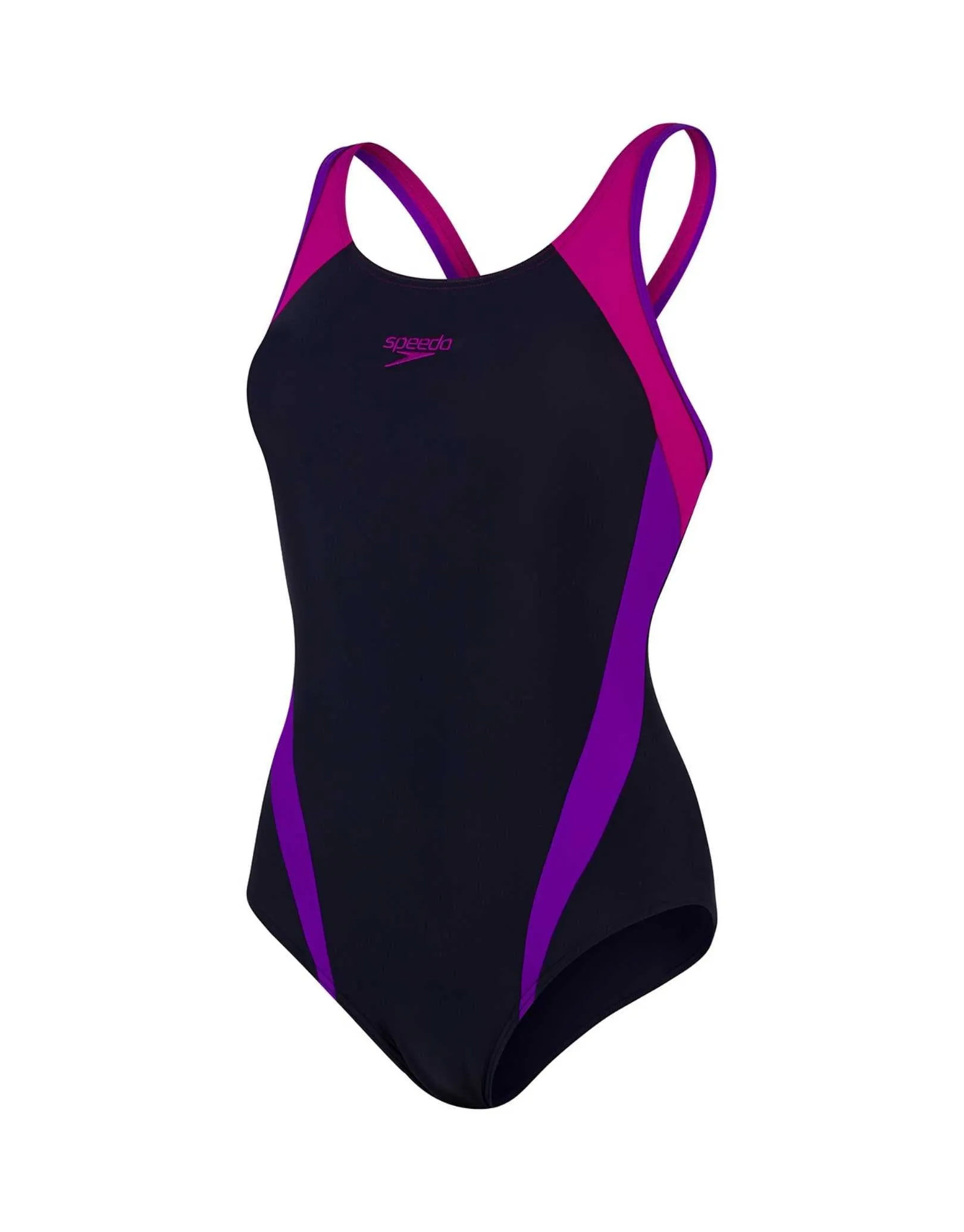 Logo Splice Muscleback Swimsuit - Navy/Purple