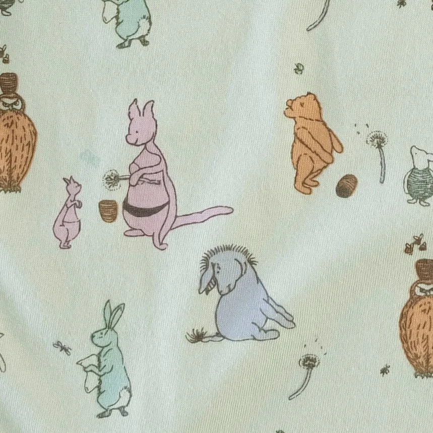 long sleeve boxy topstitch tee   relaxed jogger set | foam green pooh   friends | organic cotton jersey