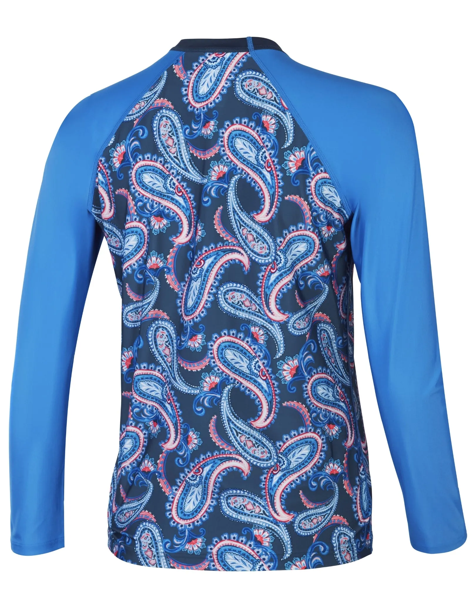 Long Sleeve Panel Printed Swim Tee - Blue/Pink