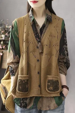 Loose Hand-knit Vest(Fit 88 To 176bs)