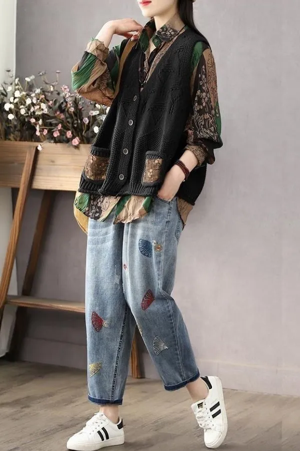Loose Hand-knit Vest(Fit 88 To 176bs)