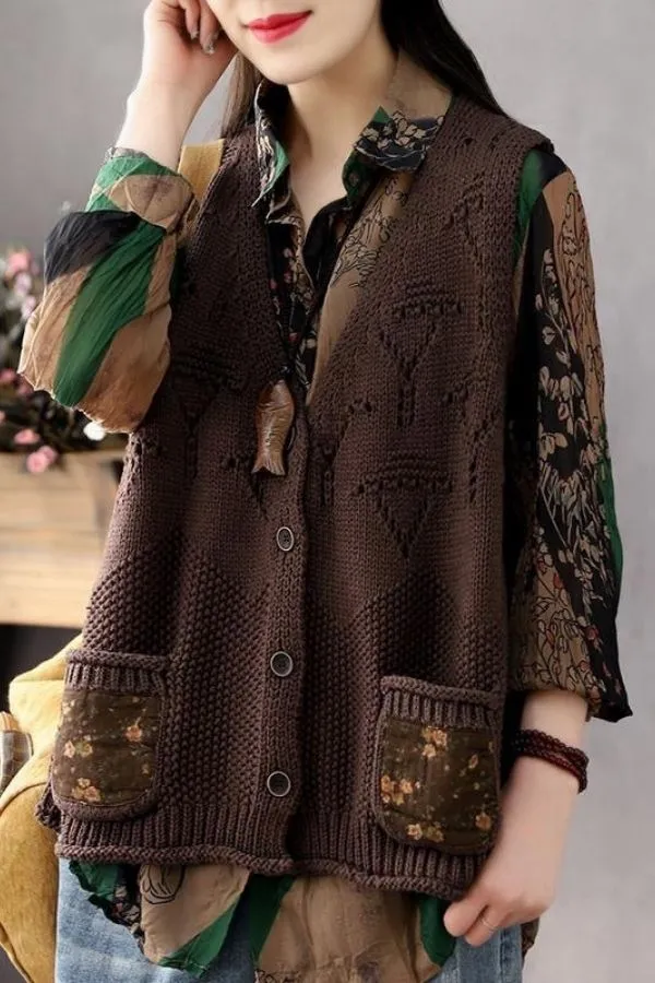 Loose Hand-knit Vest(Fit 88 To 176bs)