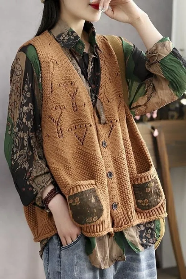 Loose Hand-knit Vest(Fit 88 To 176bs)