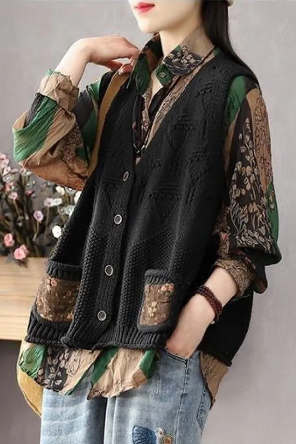 Loose Hand-knit Vest(Fit 88 To 176bs)
