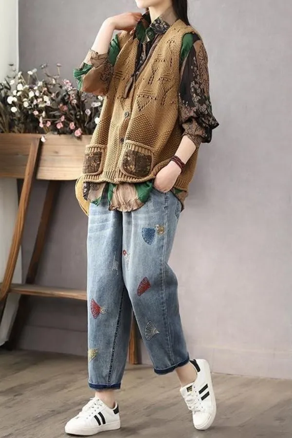 Loose Hand-knit Vest(Fit 88 To 176bs)