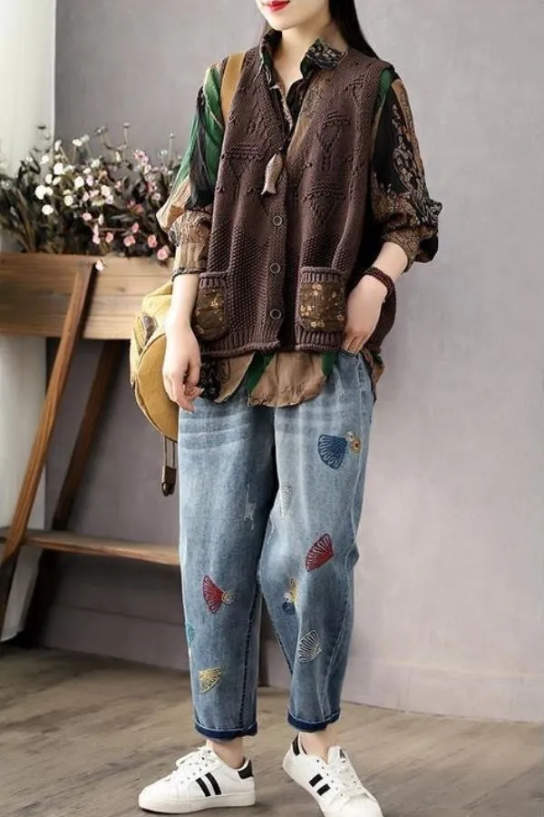 Loose Hand-knit Vest(Fit 88 To 176bs)