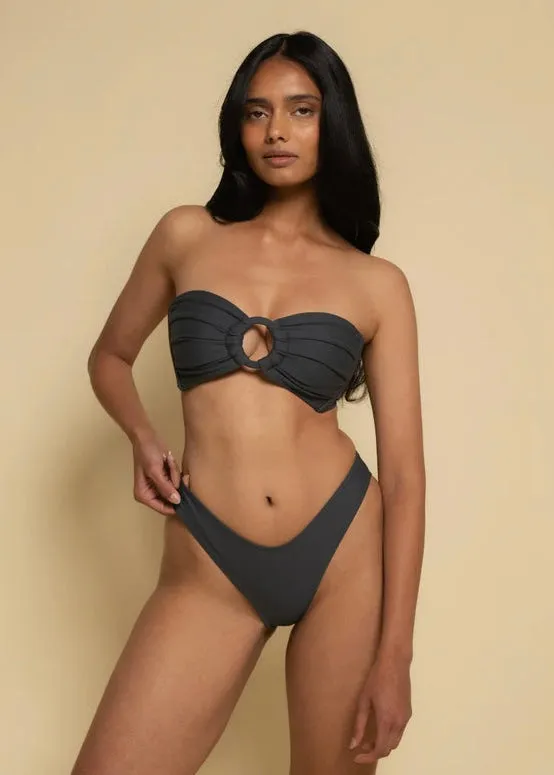 Lulu (Zig-Zag Stitch) Bikini Bottom Added Coverage Charcoal
