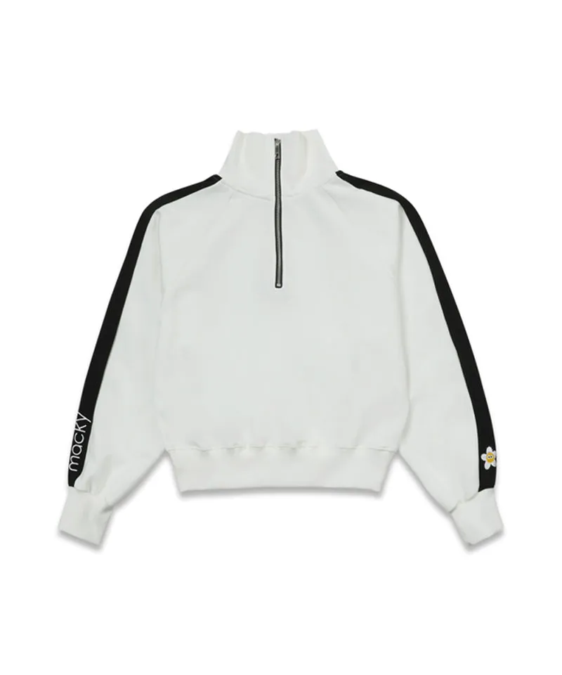 MACKY Golf: Karina Colored Zip-Up Sweat Shirt - White
