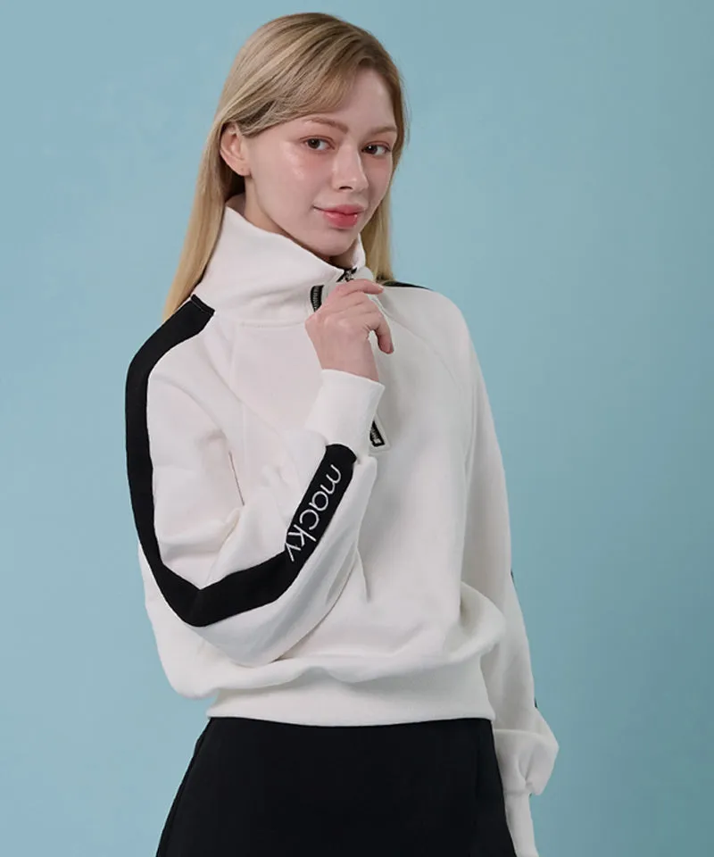 MACKY Golf: Karina Colored Zip-Up Sweat Shirt - White