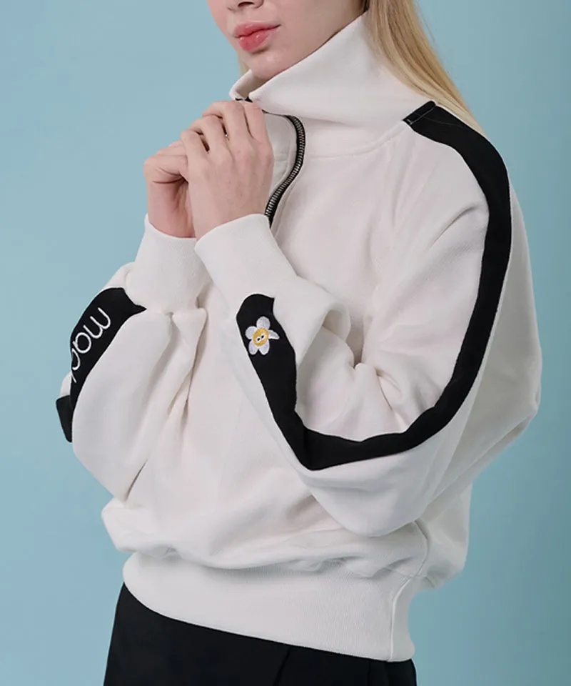 MACKY Golf: Karina Colored Zip-Up Sweat Shirt - White
