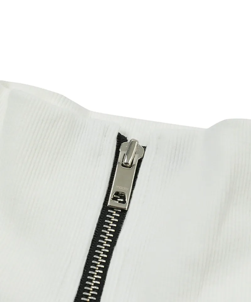 MACKY Golf: Karina Colored Zip-Up Sweat Shirt - White