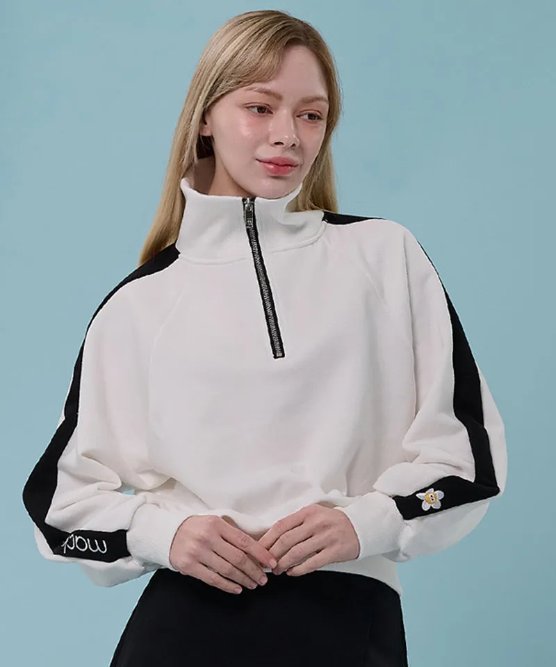 MACKY Golf: Karina Colored Zip-Up Sweat Shirt - White