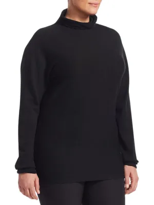 MARINA RINALDI Women's Black Azteco Turtleneck Sweater $565 NWT