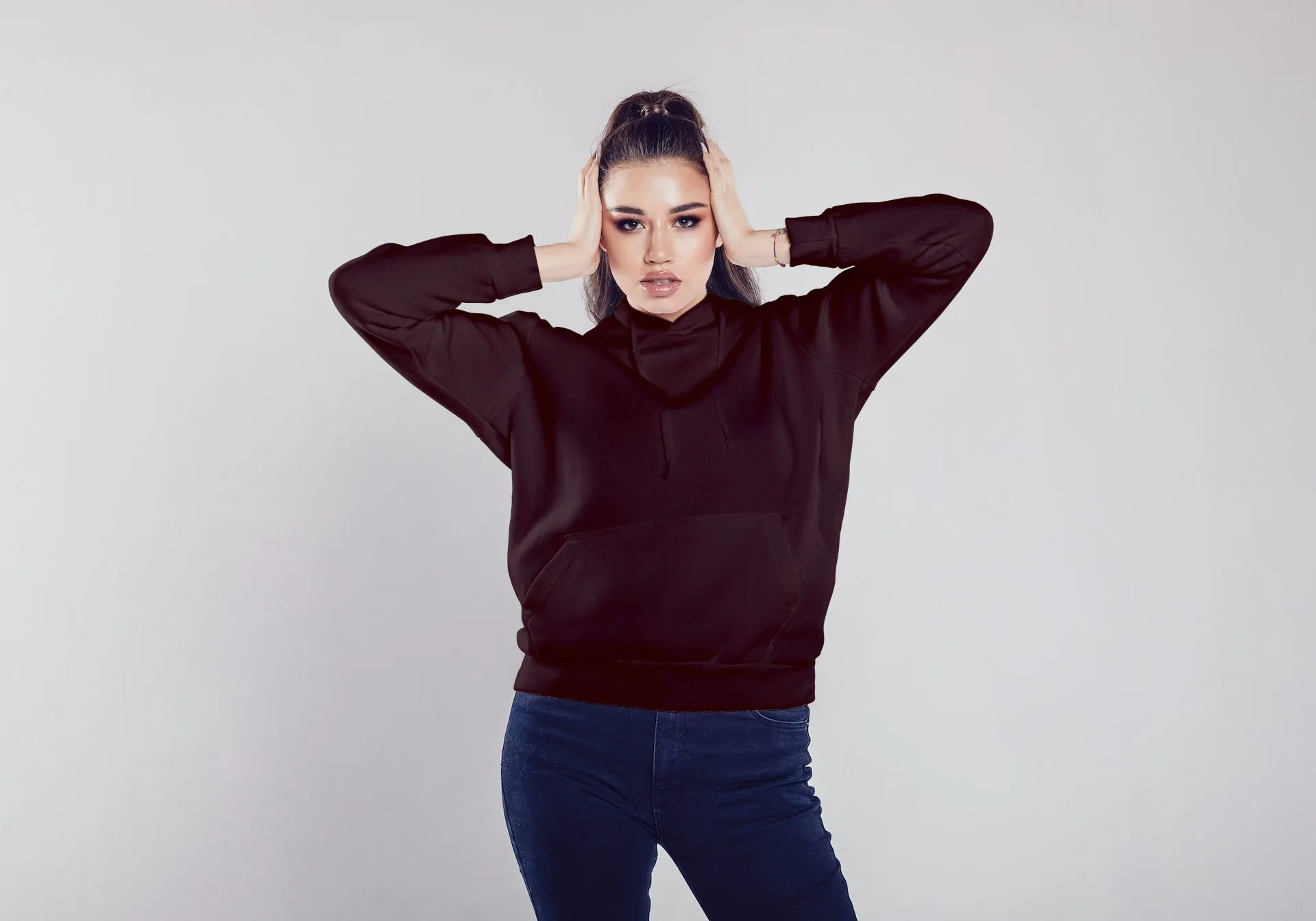 Maroon Solid Hooded Sweatshirt for Women