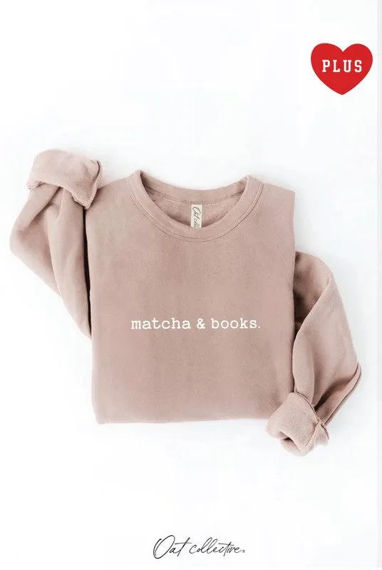 Matcha and Books Beige Plus Graphic Sweatshirt