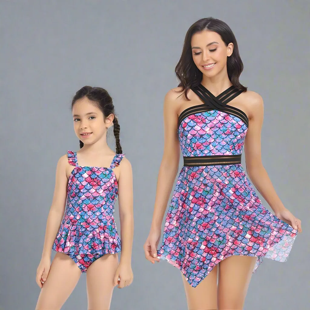 Matching Mommy and Me Two-Piece Tankini Swimsuit Set