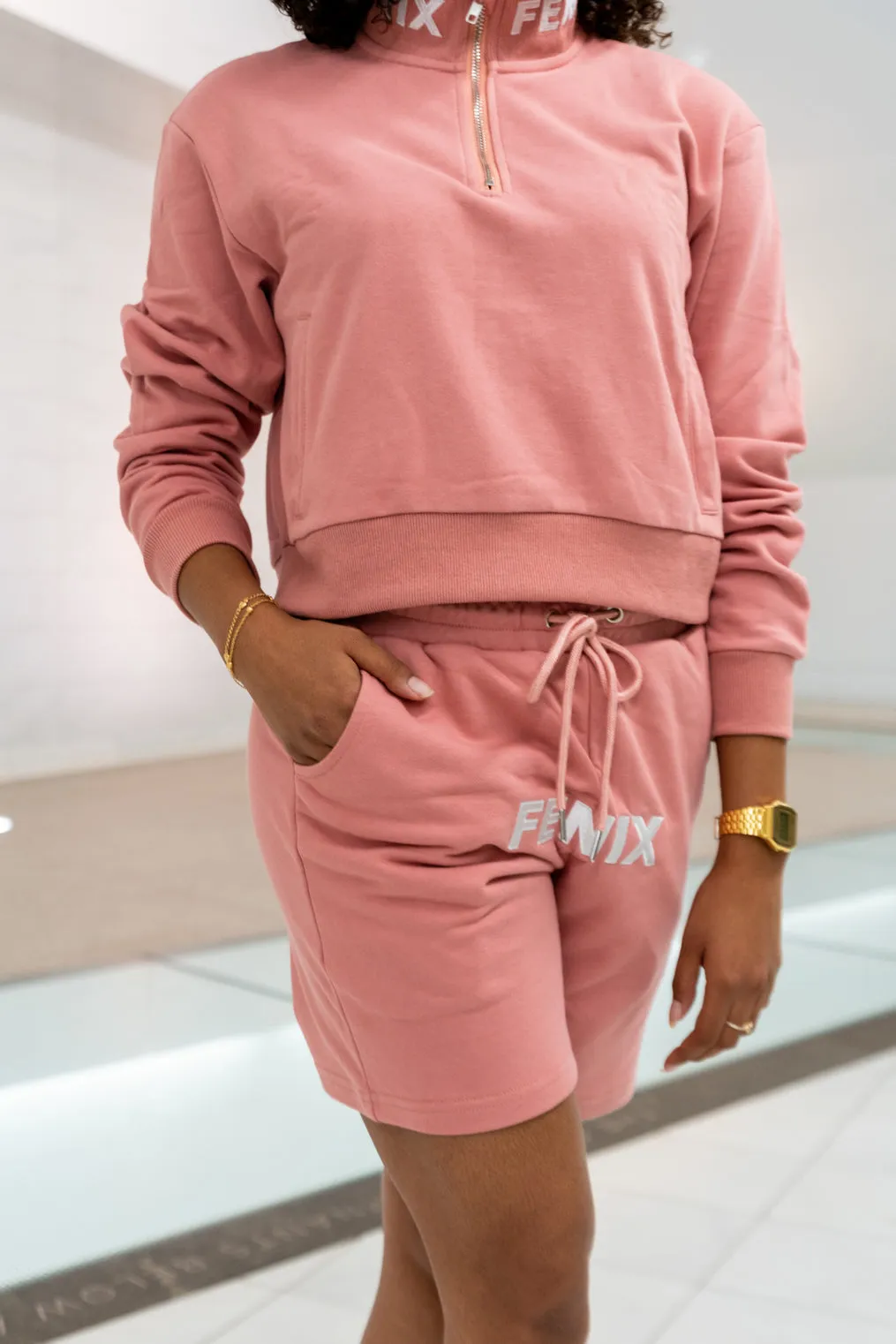 MAUVE HIGH WAISTED SWEAT SHORTS