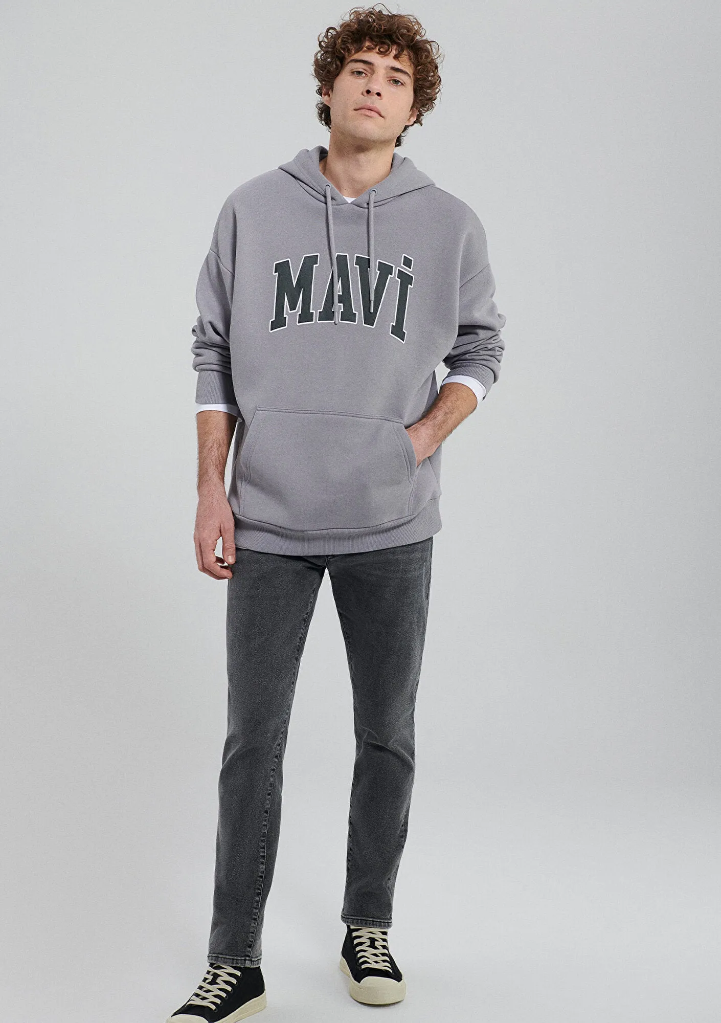 Mavi Logo Printed Grey Sweatshirt