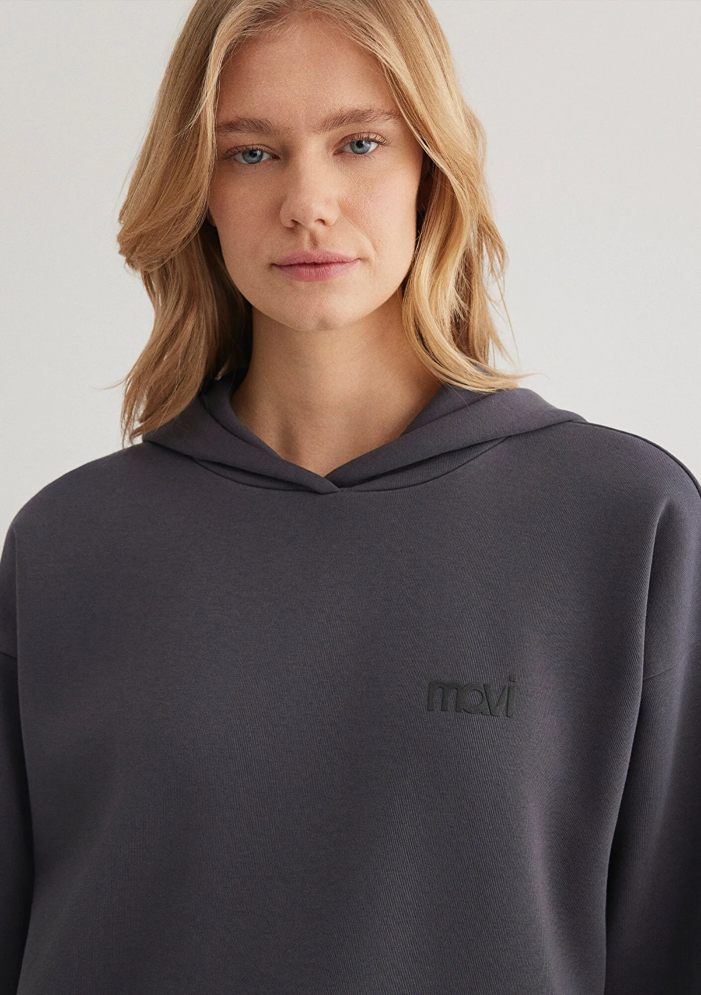 Mavi Logo Printed Hooded Anthracite Sweatshirt