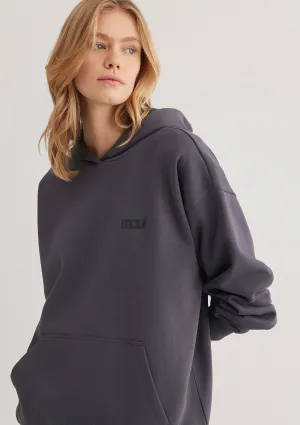 Mavi Logo Printed Hooded Anthracite Sweatshirt