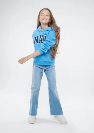 Mavi Logo Printed Hooded Blue Sweatshirt