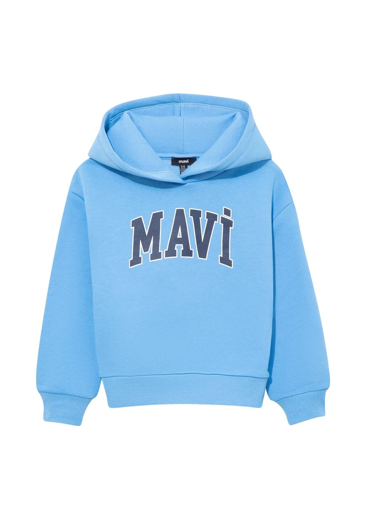 Mavi Logo Printed Hooded Blue Sweatshirt