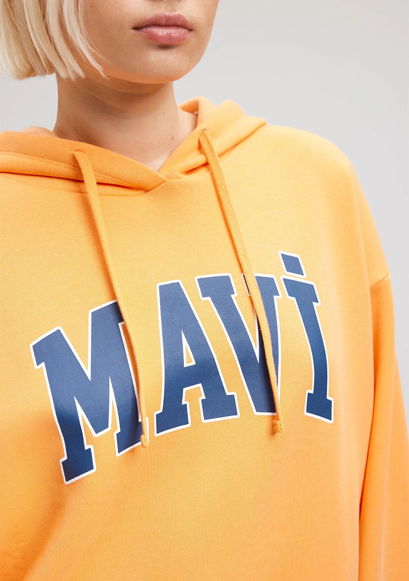 Mavi Logo Printed Hooded Orange Sweatshirt