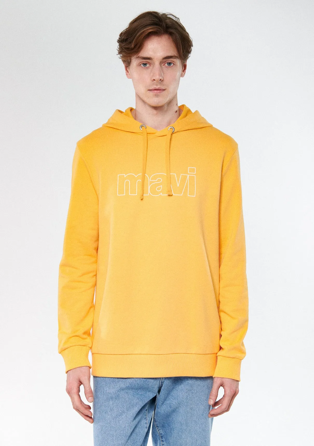 Mavi Logo Printed Hooded Yellow Sweatshirt