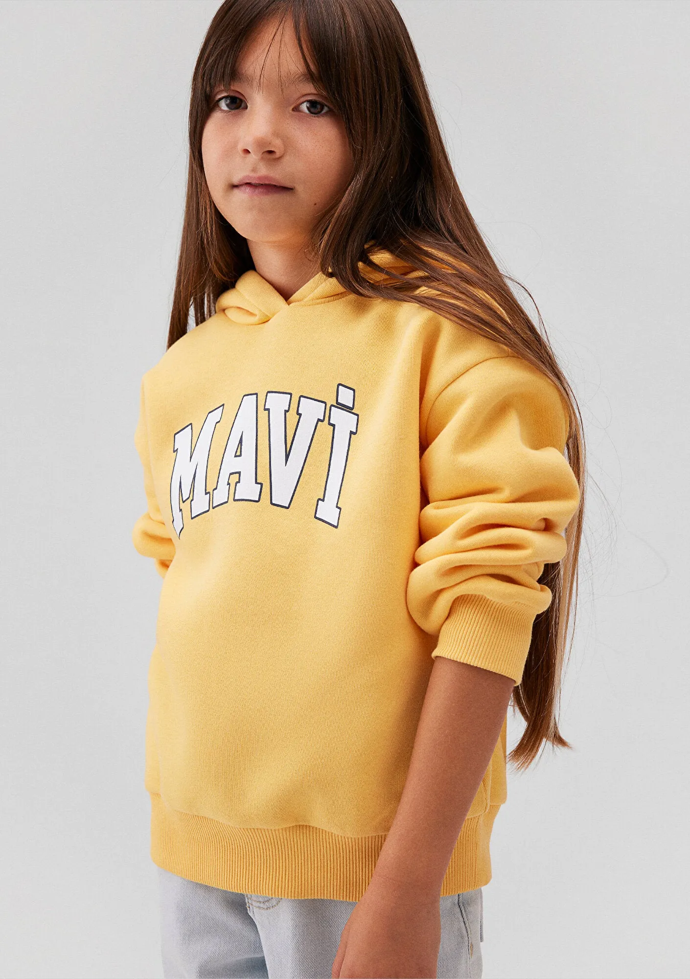 Mavi Logo Printed Hooded Yellow Sweatshirt