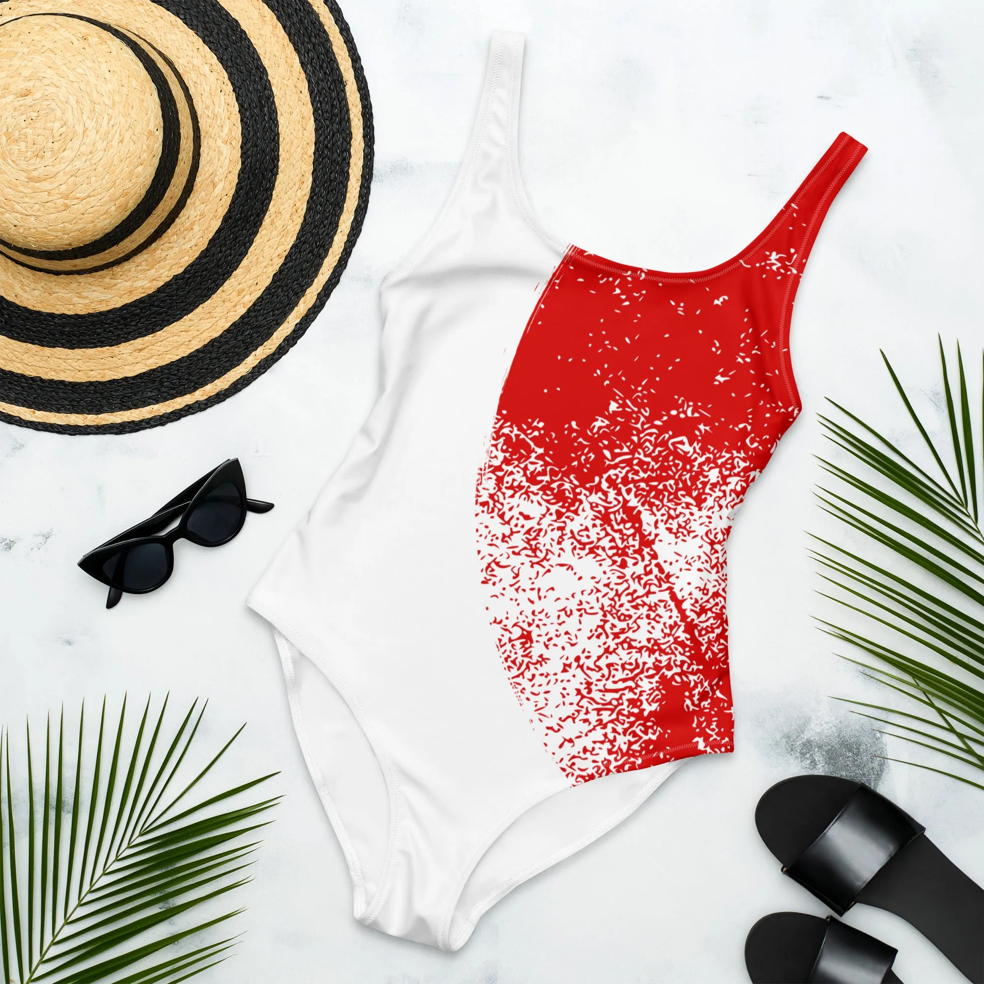 Megumi - Red and white One-Piece Swimsuit