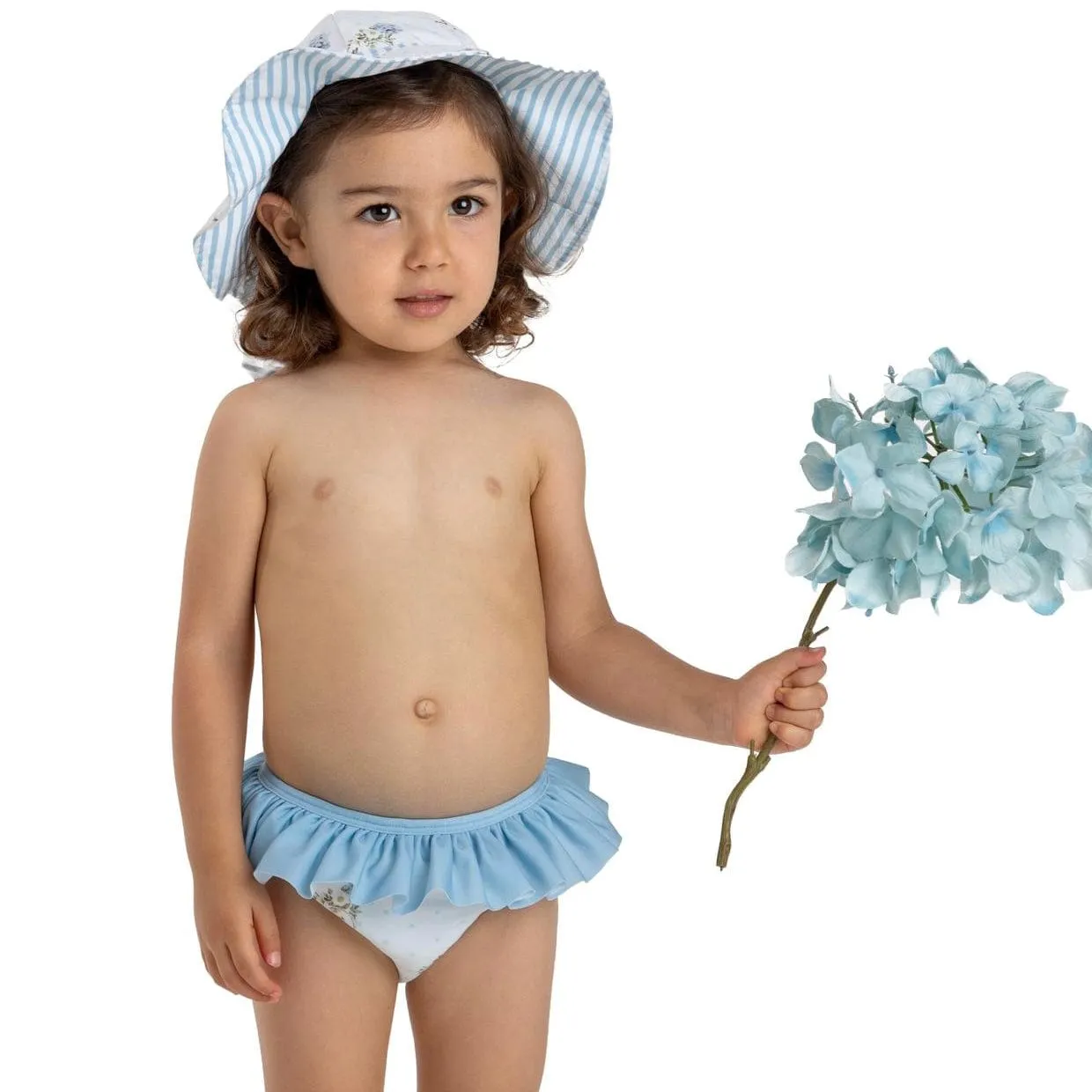 MEIA PATA - Flowers Print Bikini Bottoms - Blue