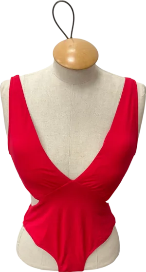 Melissa Odabash Red Over The Shoulder V-neck Cut Out Swimsuit UK S/M