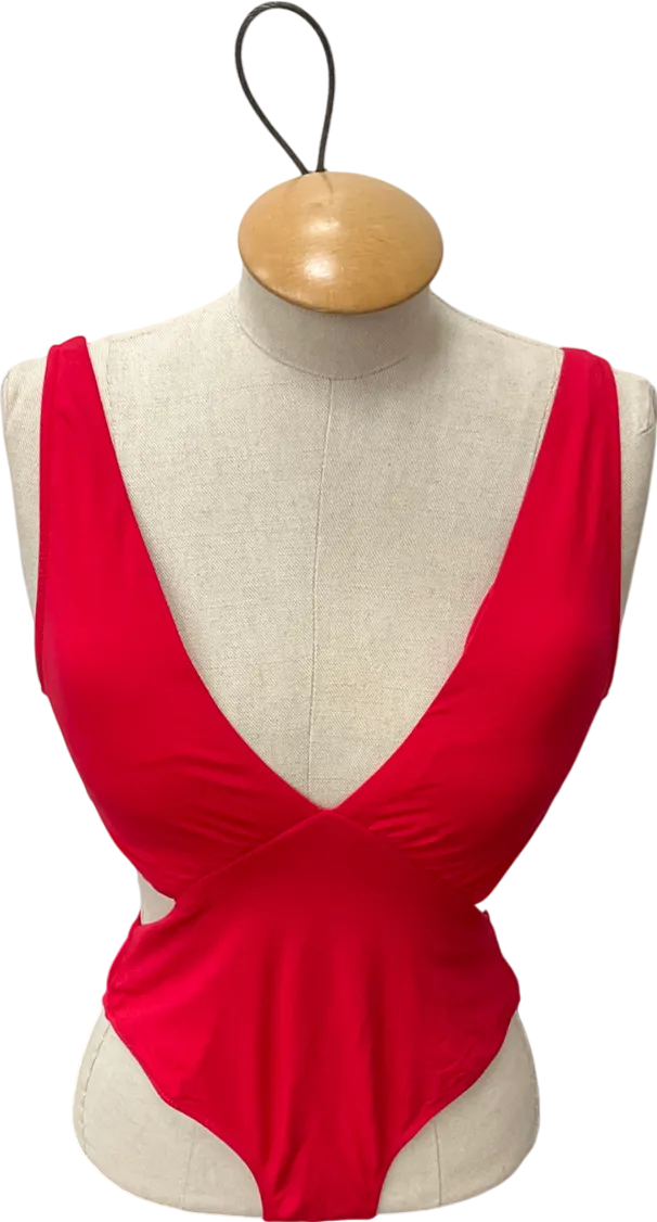 Melissa Odabash Red Over The Shoulder V-neck Cut Out Swimsuit UK S/M