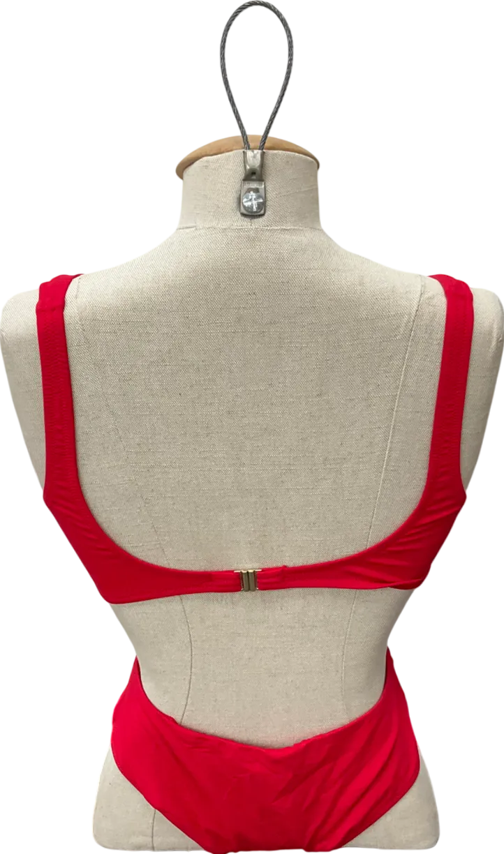 Melissa Odabash Red Over The Shoulder V-neck Cut Out Swimsuit UK S/M