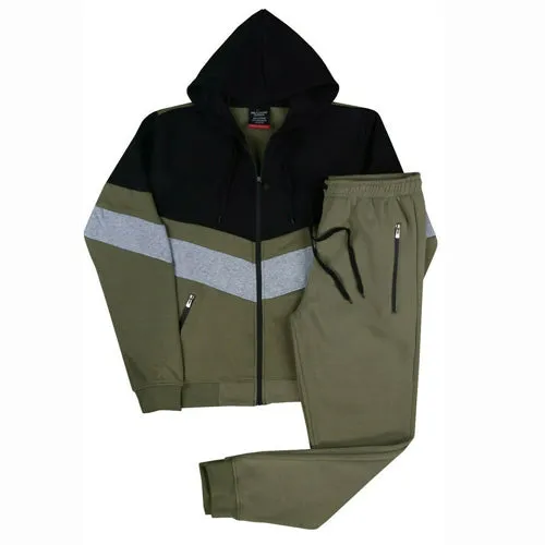 MEN CLASSIC 3 LAYERS STRIPE JOGGER SWEATSUIT DRAWSTRINGS S-5XL
