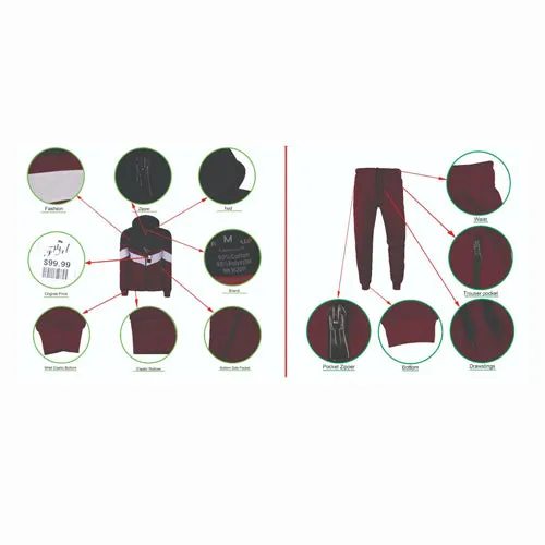 MEN CLASSIC 3 LAYERS STRIPE JOGGER SWEATSUIT DRAWSTRINGS S-5XL