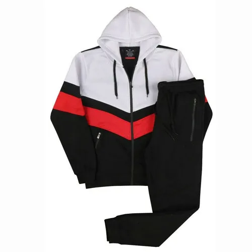 MEN CLASSIC 3 LAYERS STRIPE JOGGER SWEATSUIT DRAWSTRINGS S-5XL