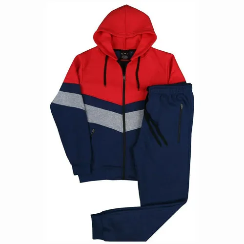 MEN CLASSIC 3 LAYERS STRIPE JOGGER SWEATSUIT DRAWSTRINGS S-5XL