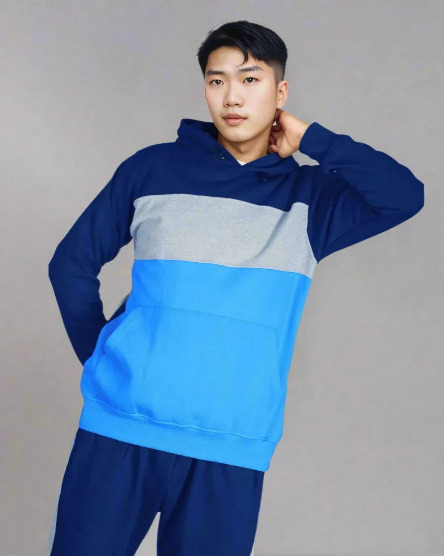 Men’s 2-piece Heavy Duty & matching Sweatpants Pullover Hoodie suit with stand