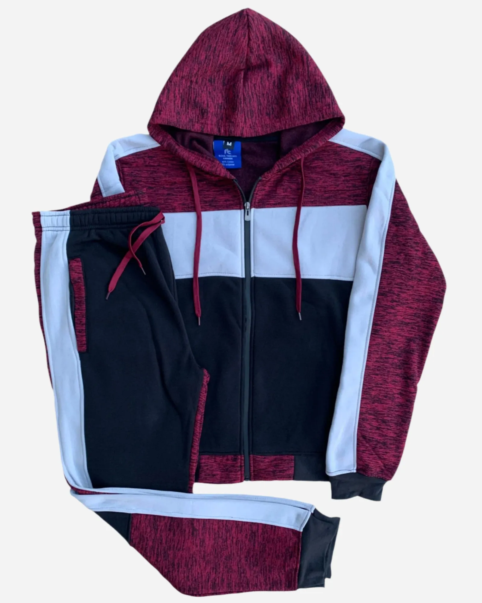 Mens' 2-Piece Jogger Sweatsuit Color Block Sweat jacket Sweatpants Fleece suit