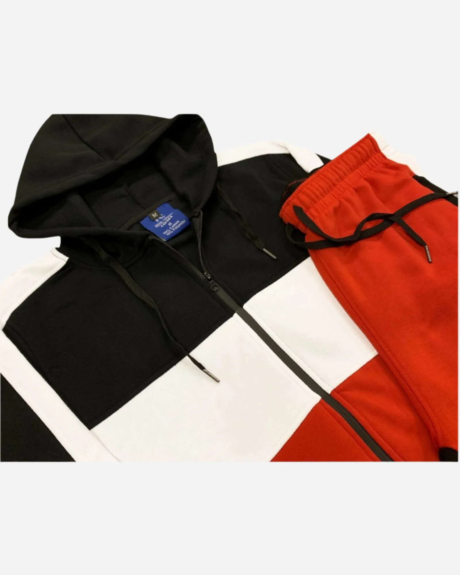 Mens' 2-Piece Jogger Sweatsuit Color Block Sweat jacket Sweatpants Fleece suit