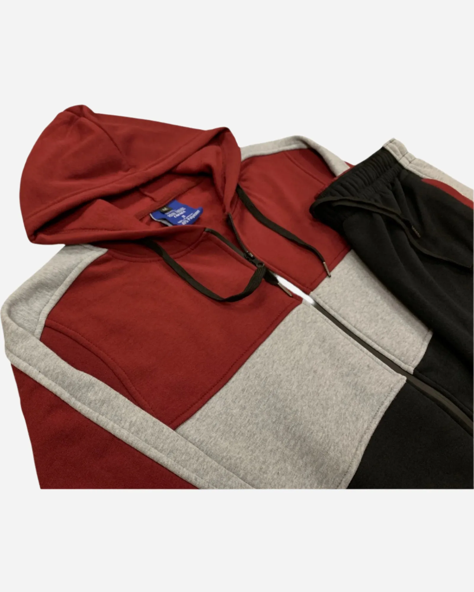 Mens' 2-Piece Jogger Sweatsuit Color Block Sweat jacket Sweatpants Fleece suit