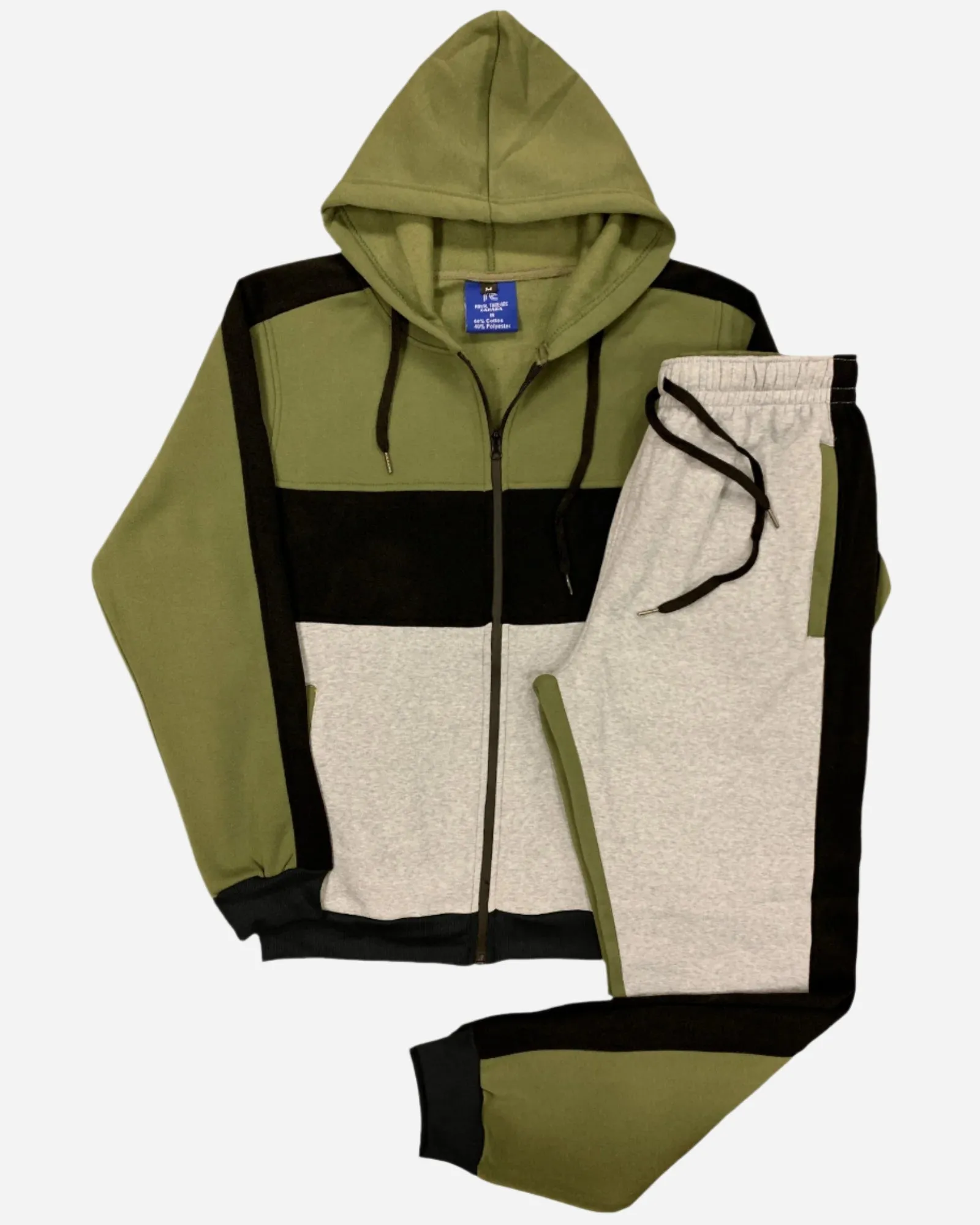 Mens' 2-Piece Jogger Sweatsuit Color Block Sweat jacket Sweatpants Fleece suit