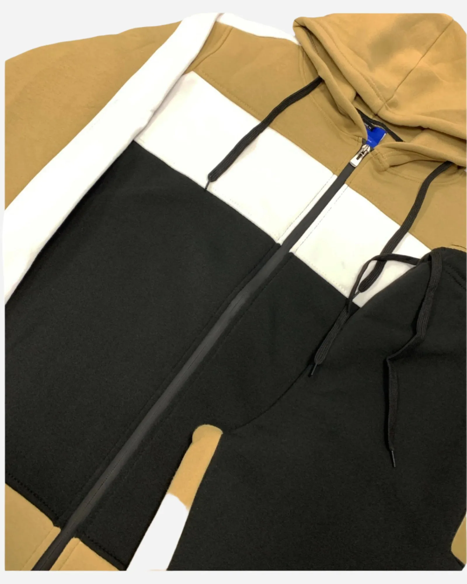 Mens' 2-Piece Jogger Sweatsuit Color Block Sweat jacket Sweatpants Fleece suit