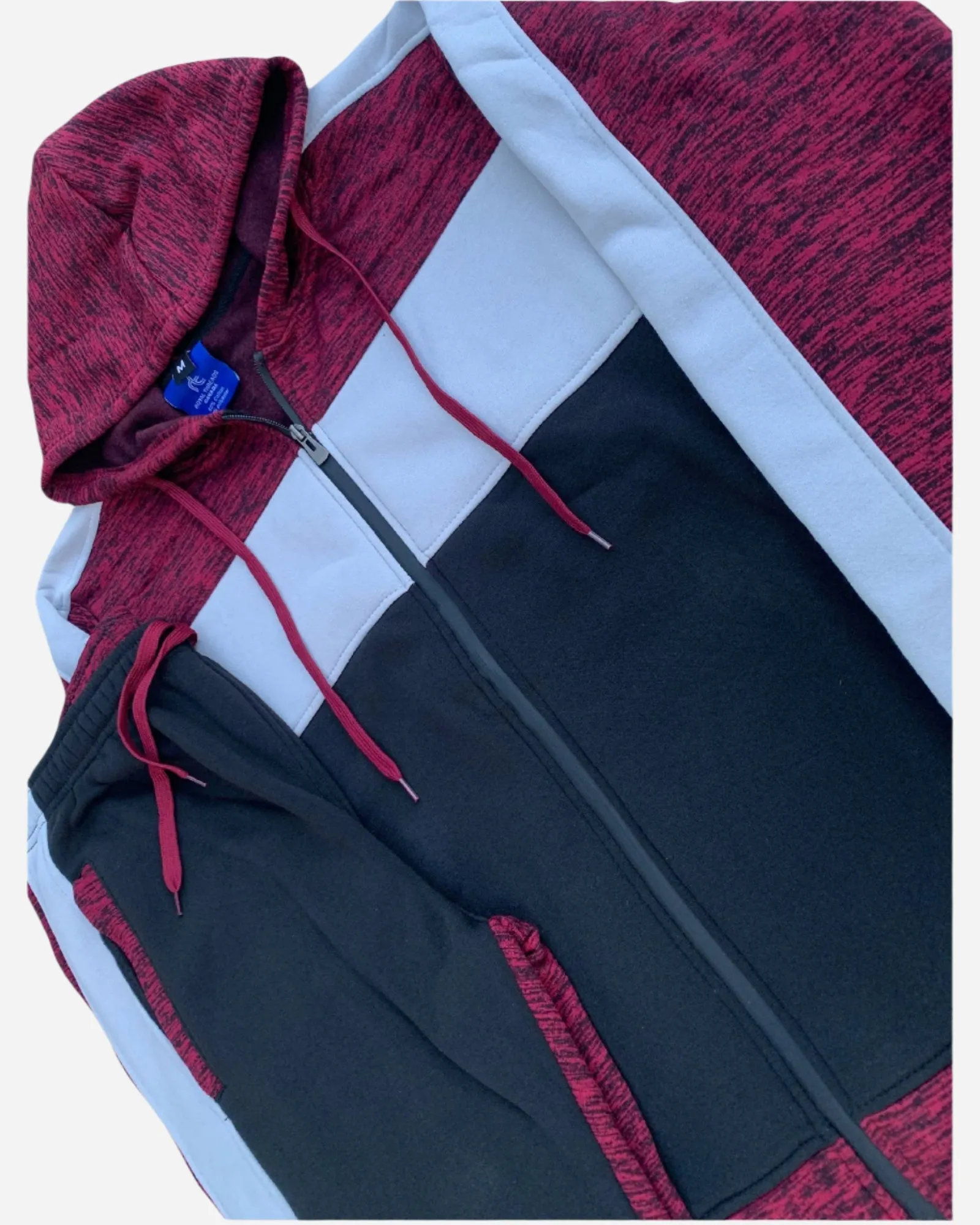 Mens' 2-Piece Jogger Sweatsuit Color Block Sweat jacket Sweatpants Fleece suit