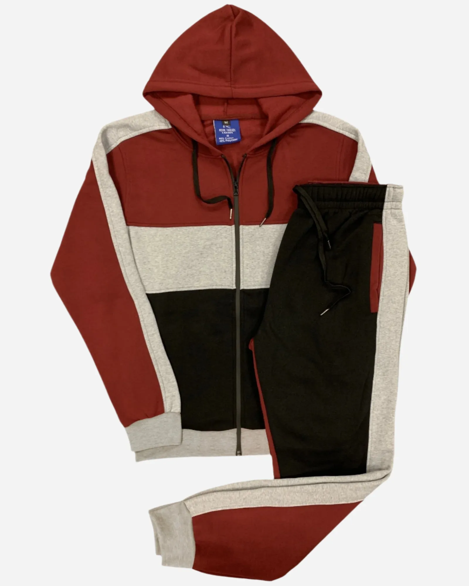 Mens' 2-Piece Jogger Sweatsuit Color Block Sweat jacket Sweatpants Fleece suit